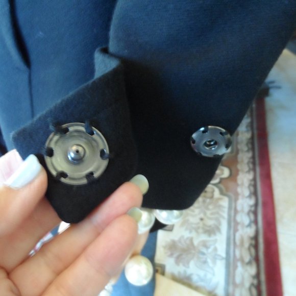 Banana Republic Black Wool Pea Coat w/Ruffle Detail Size XS - Picture 12 of 16